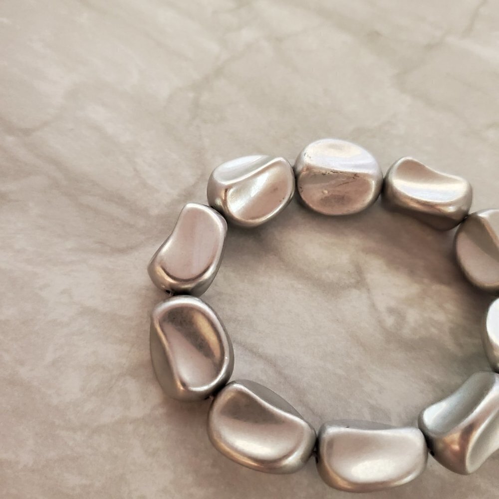 ✨ Silver Chunky Beaded Beads Elastic Streatch Bracelet ✨ - Picture 7 of 9
